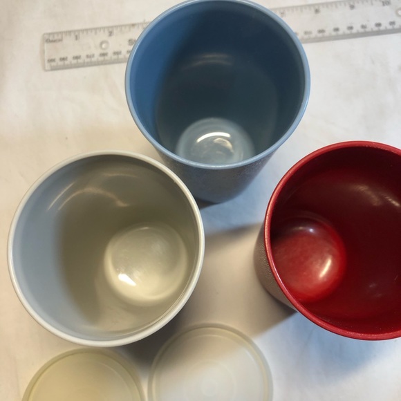 3 Vintage Tupperware # 873 Tumbler Cups With Lids Stackable 12 oz. - Picture 8 of 8